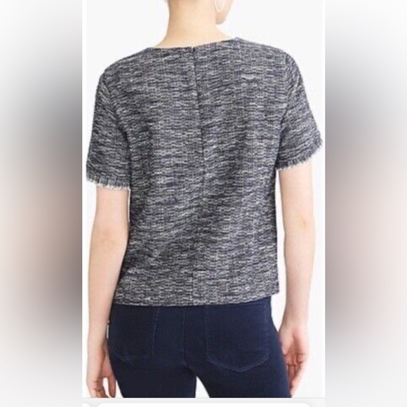 J.Crew Factory Tweed Short Sleeve Top Navy and White - Picture 9 of 9